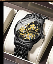 BINBOND Business New Automatic Non-Mechanical Quartz Watches 30M Waterproof Luminous Tourbillon Trendy Hollow Design Men Watches