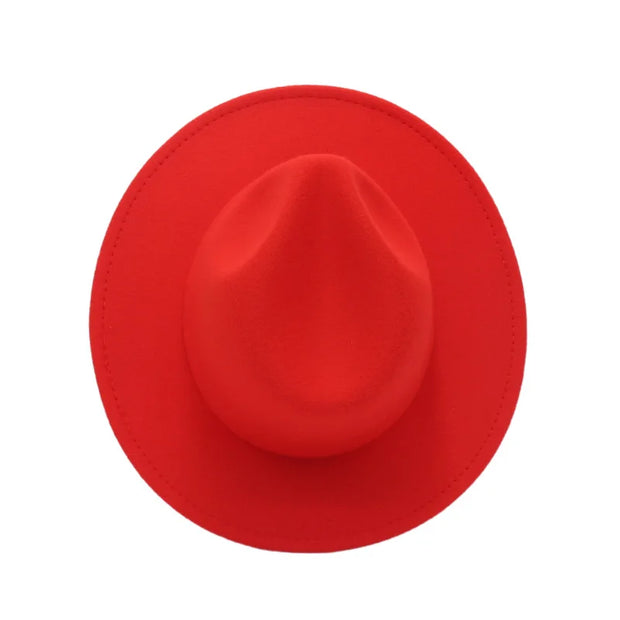 Classic Women Fedora Hats Autumn Winter Gentleman Jazz Felt Hat For Men Retro Church Lady Flat Wide Brim Dress Hat