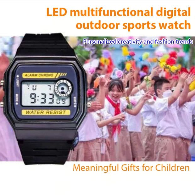 Fashion Simple Sport Electronic Watch LED Digital Multi-function Watches Waterproof PU Strap Alarm Clock Gift For Women/Men