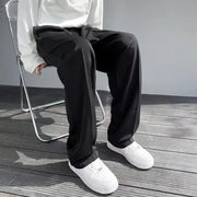 Men's Clothing Summer Casual Business Pure White Loose Fit Lightweight Draped Ice Silk Straight Wide Leg Dress Pants