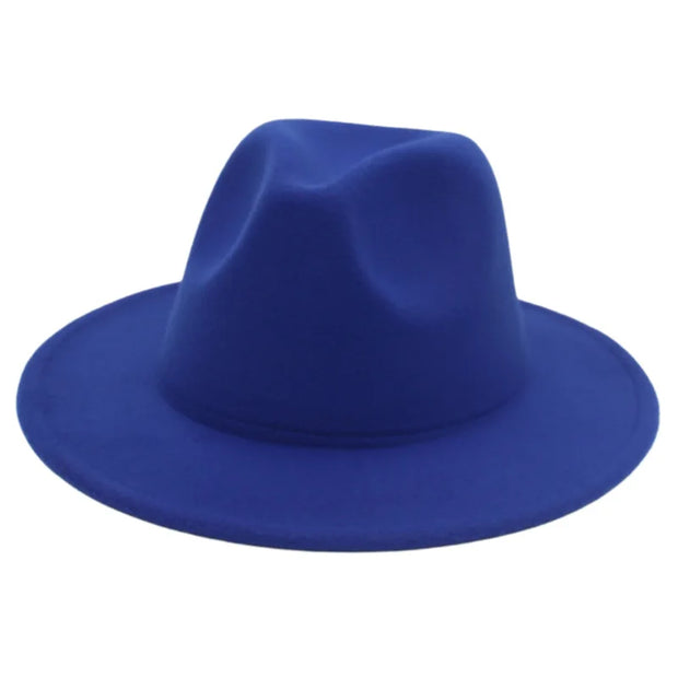 Classic Women Fedora Hats Autumn Winter Gentleman Jazz Felt Hat For Men Retro Church Lady Flat Wide Brim Dress Hat