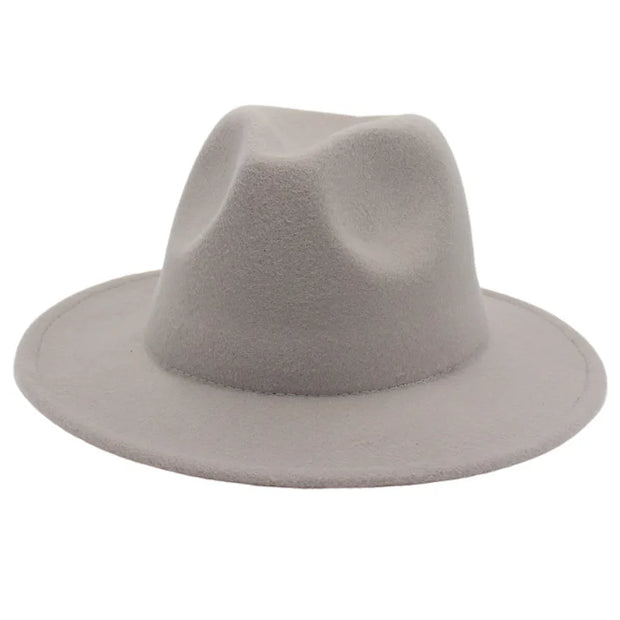 Classic Women Fedora Hats Autumn Winter Gentleman Jazz Felt Hat For Men Retro Church Lady Flat Wide Brim Dress Hat
