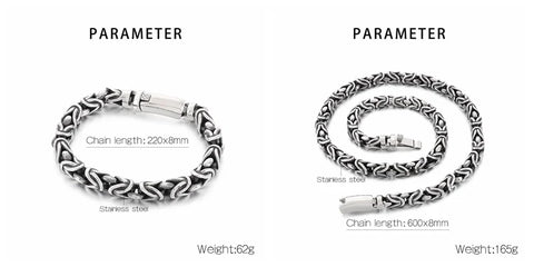 8mm Singular Byzantine Chain Bracelet & Necklace - Stainless Steel 316L - KB170399-KJX