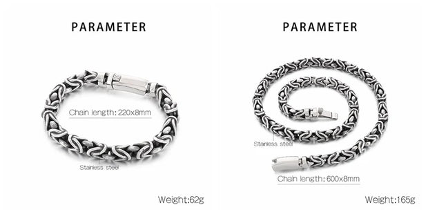 8mm Singular Byzantine Chain Bracelet & Necklace - Stainless Steel 316L - KB170399-KJX