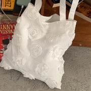 Korean 3d Flower ladies Shoulder Bag High Quality Three-dimensional Flower Canvas Bag Large Capacity Underarm Handbag Vest Bag