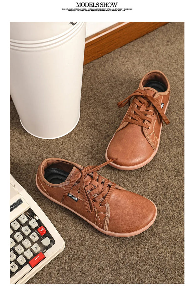 Men's Wide-toe Barefoot Shoes Lightweight Soft-soled Casual Walking Minimalist Breathable Artificial Leather Low-top Sneakers