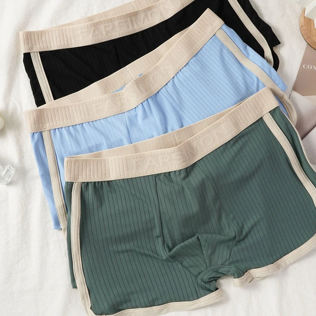 2 PCS/SET Men's Boxer Shorts Underwear  Man Underpants Sexy Panties Striped Homme U Convex Shorts Lingerie Male Boxers