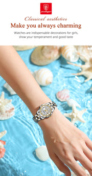 POEDAGAR Luxury Quartz Watch for Ladies Waterproof Luminous Date Week Stainless Steel Women Watches Elegant Dress WristWatch+box