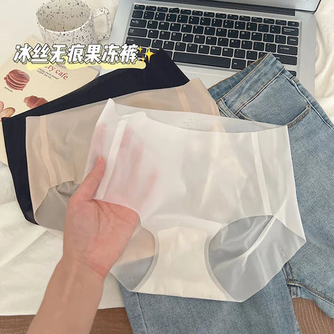 Summer Ice Silk Seamless Underwear Ladies Summer Ultra-thin Sense Quick-drying Pants 3D Peach Hip Fitness Briefs Panties