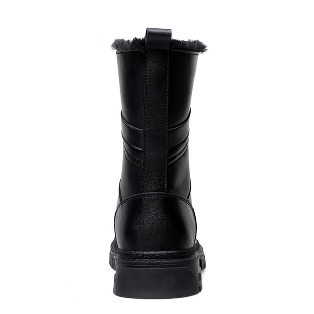 British Style Male Walking Footwear Luxury Brand Outdoor Boots High Quality Man Ankle Boots Warm Plush Fur Winter Shoes High Top