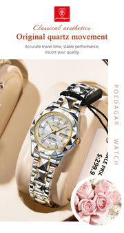 POEDAGAR Luxury Quartz Watch for Ladies Waterproof Luminous Date Week Stainless Steel Women Watches Elegant Dress WristWatch+box