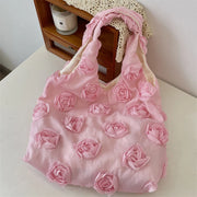 Korean 3d Flower ladies Shoulder Bag High Quality Three-dimensional Flower Canvas Bag Large Capacity Underarm Handbag Vest Bag