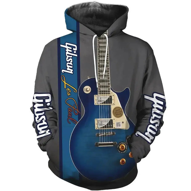 Mens 3d Guitar Printed Fashion Hoodie Daily European Size Sweatshirt Musical Moletom Female Psychedelic Clothes Wholesaler