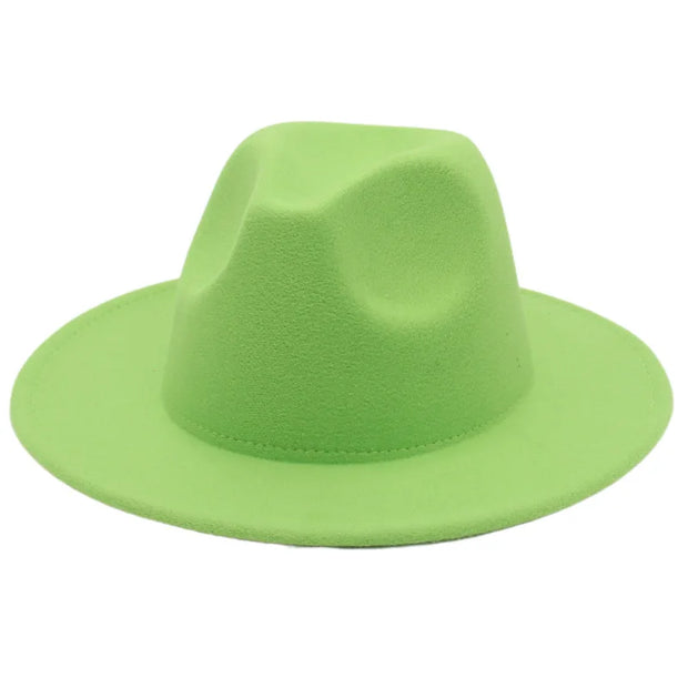 Classic Women Fedora Hats Autumn Winter Gentleman Jazz Felt Hat For Men Retro Church Lady Flat Wide Brim Dress Hat