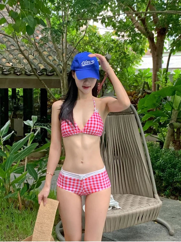 Sexy Two-Piece Bikini Swimwear Women's Korean Style Hot Spring Suit Small Chest Gathered Baseini Thermal Spa Swimsuit