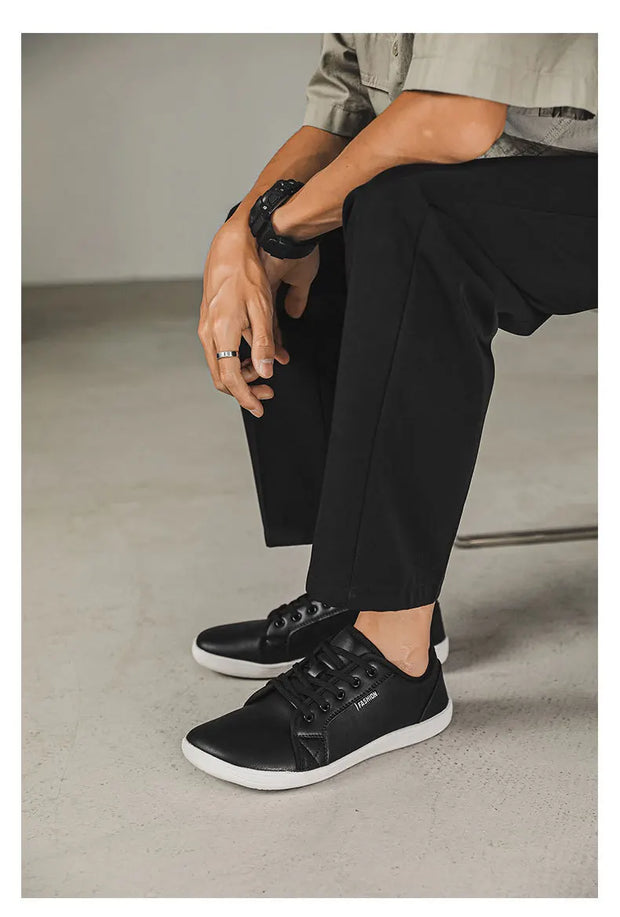 Men's Wide-toe Barefoot Shoes Lightweight Soft-soled Casual Walking Minimalist Breathable Artificial Leather Low-top Sneakers
