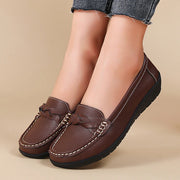 Fashion Wedge Women Flats Genuine Leather Outdoor Shoes Woman Footwear Shoes Women Moccasins Round Toe Chaussure Femme Plus Size