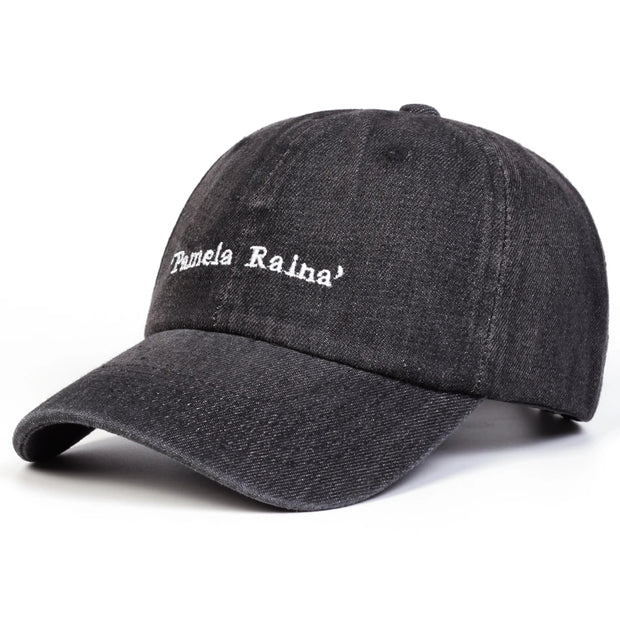 Unisex Pamela Raina Letter Embroidery Wash Baseball Caps Adjustable Casual Hats Spring and Autumn Outdoor Sunscreen Hat