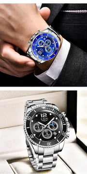 LIGE Men Watch Fashion Full Steel Military Waterproof Quartz Watches for Men Top Brand Luxury Military Chronograph Montre Homme