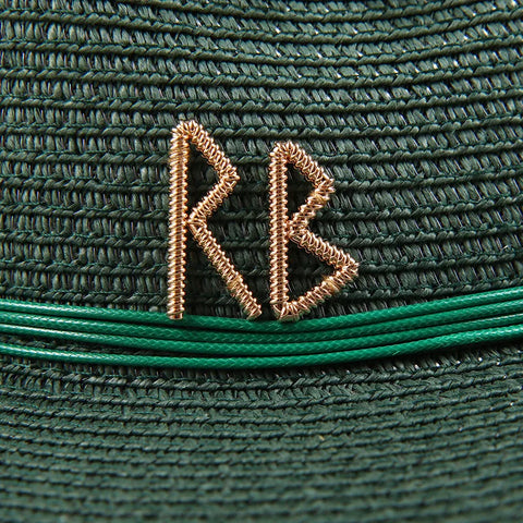 Fashionable Metal Letter Straw Hats for Women Men Summer Outdoor Holidays Beach Sun Hat Panama Hat