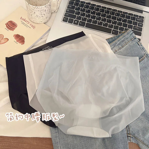 Summer Ice Silk Seamless Underwear Ladies Summer Ultra-thin Sense Quick-drying Pants 3D Peach Hip Fitness Briefs Panties