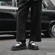 2025 Fashion New Men's Workwear Casual Big Toe Leather Shoes Niche Low Top Thick Sole Height Increasing Set Foot Men's Shoes