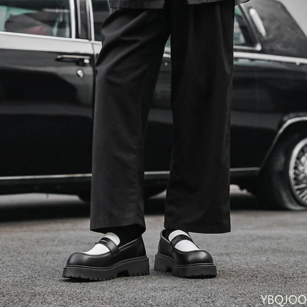 2025 Fashion New Men's Workwear Casual Big Toe Leather Shoes Niche Low Top Thick Sole Height Increasing Set Foot Men's Shoes