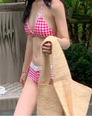 Sexy Two-Piece Bikini Swimwear Women's Korean Style Hot Spring Suit Small Chest Gathered Baseini Thermal Spa Swimsuit