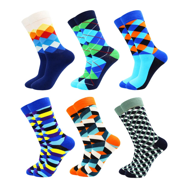 6 Pairs Fashion Casual Women and Men Socks Art Van Gogh Stripe Harajuku Fruit Animal Sloth Beer Funny Socks Dress Cotton Socks