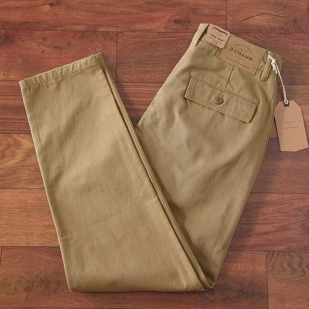 Retro Waed Pure Cotton Men's Loose Straight Leg Long Pants Heavy Du Thiened Wear Resistant Workwear Casual Trousers