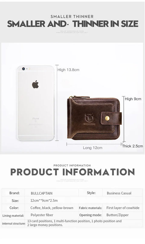 BULLCAPTAIN Brand Men's Wallet Genuine Leather Purse Male Rfid Wallet Multifunction Storage Bag Coin Purse Wallet's Card Bags