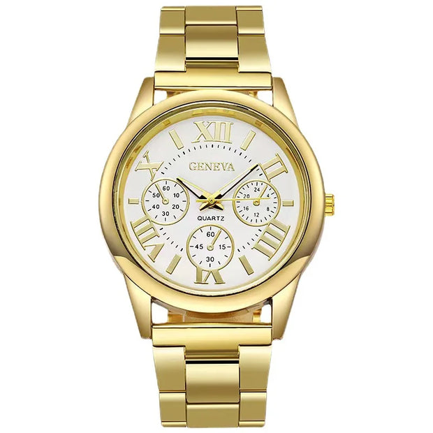 Classic Casual Quartz Watch Men Stainless Steel Dress Wristwatch 3 Eyes Gold Quartz Wristwatches Ladies Clock Часы Женские