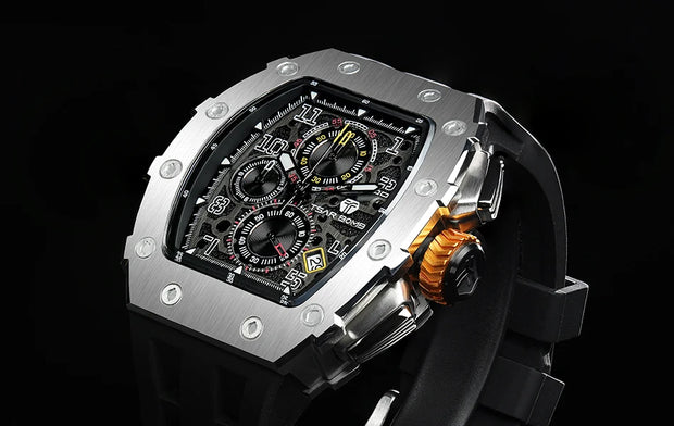TSAR BOMBA Watch for Men Top Brand Luxury Waterproof Quartz Wristwatch Tonneau Clock Gift Chronograph Rectangle Mens Watch