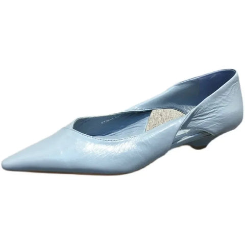 Shoes for Woman Comfortable Women's Summer Footwear Moccasins Blue Low Heel Elegant Pointed Toe High Quality Popular Heels