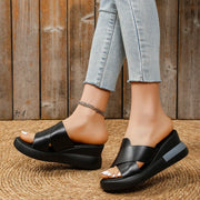 Wedge Heel Sandals Women's  Summer New Fashion Muffin Open-toe Fairy Style Outside Wear Thick-soled Shoes Women