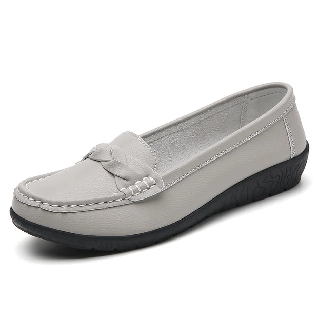 Fashion Wedge Women Flats Genuine Leather Outdoor Shoes Woman Footwear Shoes Women Moccasins Round Toe Chaussure Femme Plus Size