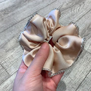 Elegant Solid Satin Scrunchies Elastic Hair Bands for Women Rhinestone Crystal Hairbands Korean Girls Head Tie Hair Accessories