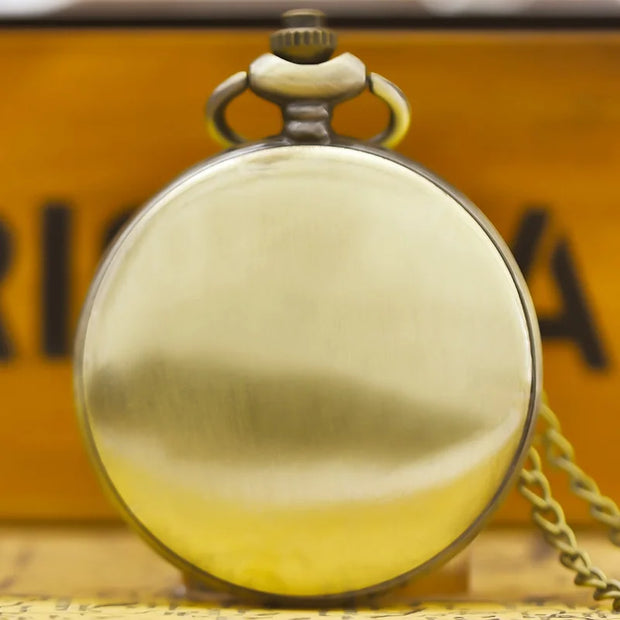 Vintage Bronze Large Pirate Skull Carved Necklace Quartz Pocket Watch Handsome Gift For Both Men And Women