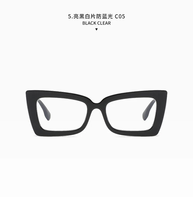 Fashion Big Frame Cat Eye Optical Eyeglasses Men Women Trend Brand Designer Reading Computer Anti Blue Light Eyeglasses Unisex