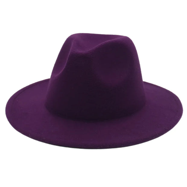 Classic Women Fedora Hats Autumn Winter Gentleman Jazz Felt Hat For Men Retro Church Lady Flat Wide Brim Dress Hat