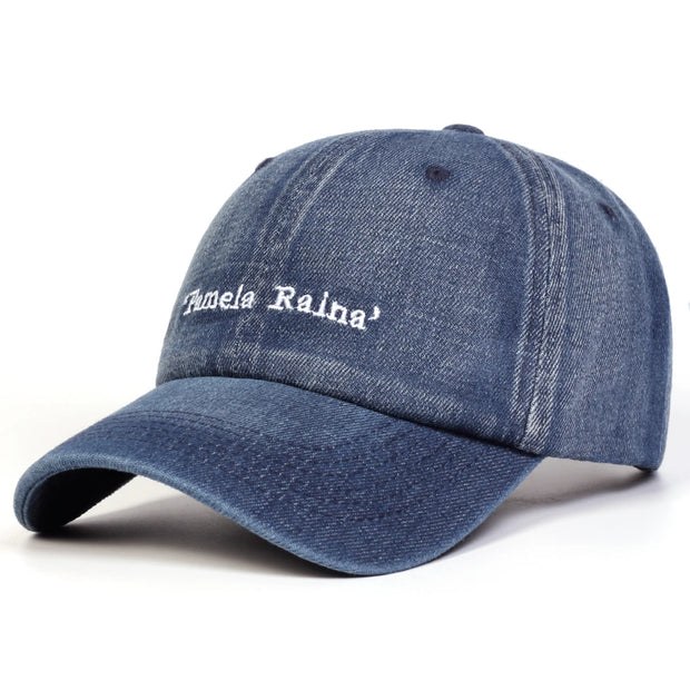 Unisex Pamela Raina Letter Embroidery Wash Baseball Caps Adjustable Casual Hats Spring and Autumn Outdoor Sunscreen Hat