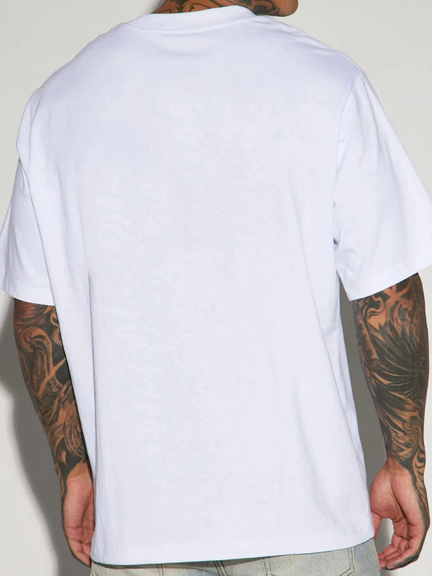 Men's Summer 100% Cotton Fashionable Casual Loose Polyester Astronaut Planet Pattern Printed Round Neck Short Sleeve T-shirt Top