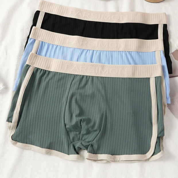 2 PCS/SET Men's Boxer Shorts Underwear  Man Underpants Sexy Panties Striped Homme U Convex Shorts Lingerie Male Boxers