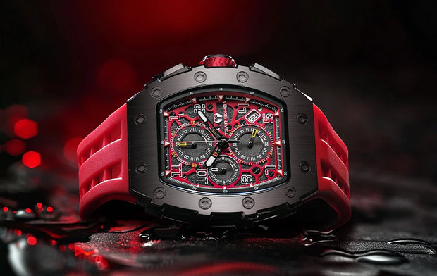 TSAR BOMBA Watch for Men Top Brand Luxury Waterproof Quartz Wristwatch Tonneau Clock Gift Chronograph Rectangle Mens Watch