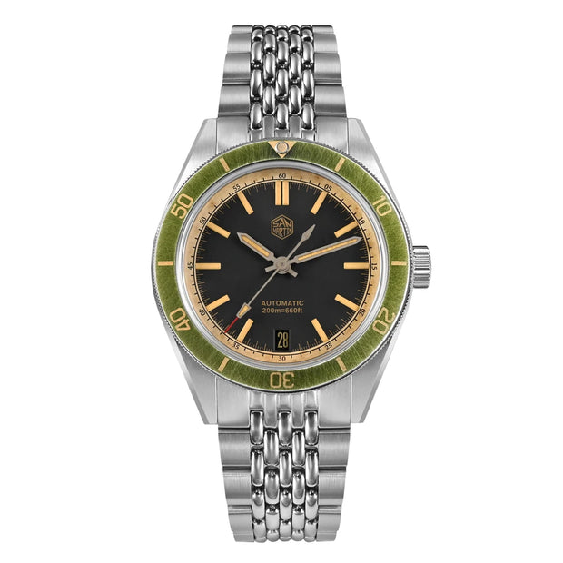 San Martin 39.5mm Men Dive Watch Vintage Distressed Effect NH35 Automatic Mechanical Watch Waterproof 200m C3 Lume SN0116 Reloj
