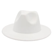 Classic Women Fedora Hats Autumn Winter Gentleman Jazz Felt Hat For Men Retro Church Lady Flat Wide Brim Dress Hat