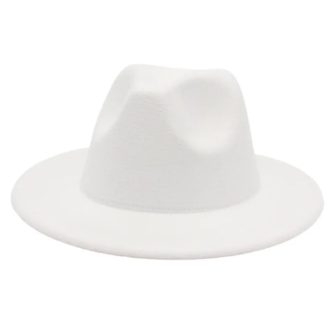 Classic Women Fedora Hats Autumn Winter Gentleman Jazz Felt Hat For Men Retro Church Lady Flat Wide Brim Dress Hat