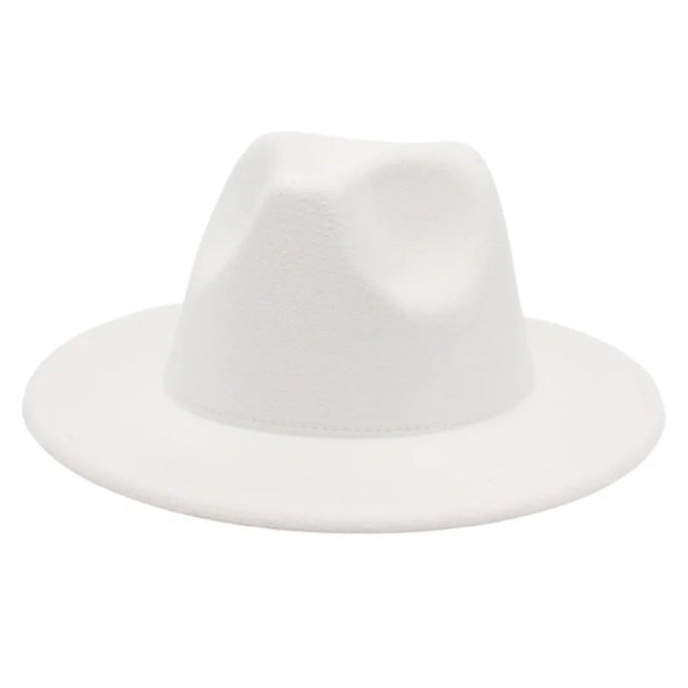 Classic Women Fedora Hats Autumn Winter Gentleman Jazz Felt Hat For Men Retro Church Lady Flat Wide Brim Dress Hat