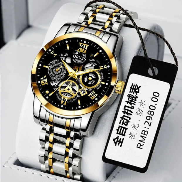 ORUSS New Style Fashion Brand Men's Quartz Watch Luxury Roman Dial Luminous Waterproof Sports Automatic Date Business Man Watch