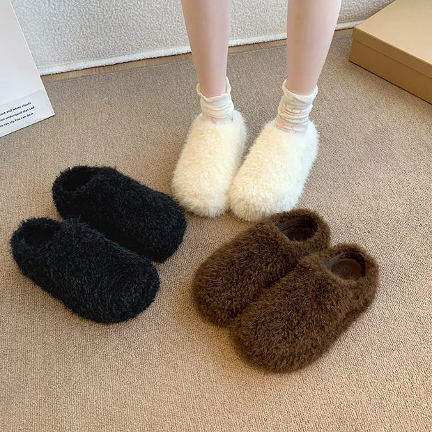 Baotou Hairy Slippers Footwear 2025 Winter Home Lightweight Women Winter Cotton Mopping